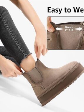 Women's Taupe Platform Chelsea Boots